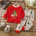thumbnail image 6 of TOWED22 2 Piece Boys Girl Christmas Pajamas Kids Xmas Graphic Print Long Sleeve Top and Pants Pajamas Pjs Sleepwear Set for Toddler Little Boys,6-12 M, 6 of 7