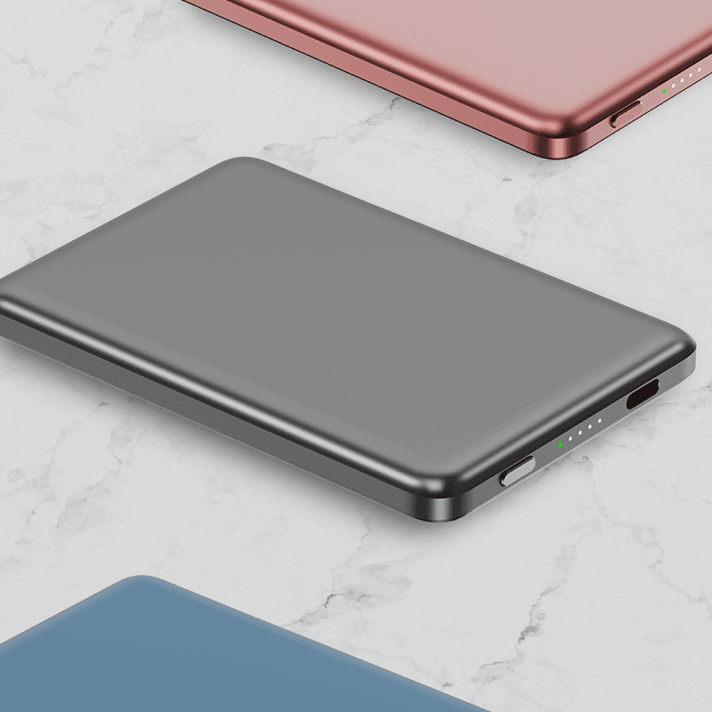 XYZtech X Blade 5K Wireless Power Bank - 5000 mAh - 0.3" Metal Casing Design, Compatible with iPhone and Samsung, Metallic Blue