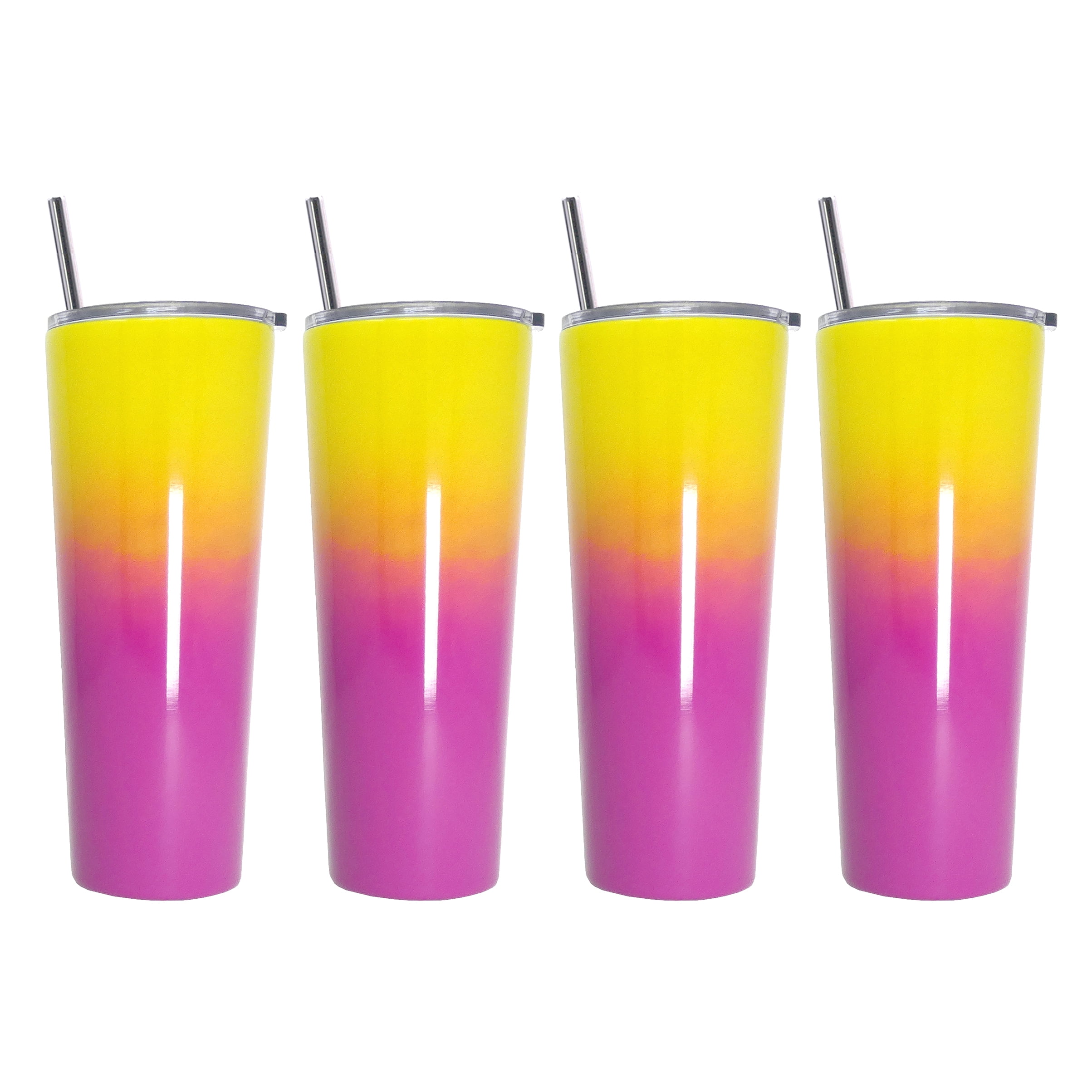 Mainstays 4-Pack 26-Ounce Color Changing Textured Tumbler with Straw, Pink  