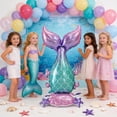 thumbnail image 3 of 2PCS Large Mermaid Tail Balloons, Mermaid Decorations for Summer Beach Birthday Under the Sea Ocean Theme Party Supplies, Standing Foil Balloons 48 Inch, 3 of 7