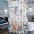 thumbnail image 6 of Oceans Marine Life Shower Curtain, Orange Blue Jellyfish Starfish Wood Grain Waterproof Shower Curtain Set with 12 Hooks Lightweight Bath Curtains Fabric Bathroom Decor 48x72 Inches, 6 of 9