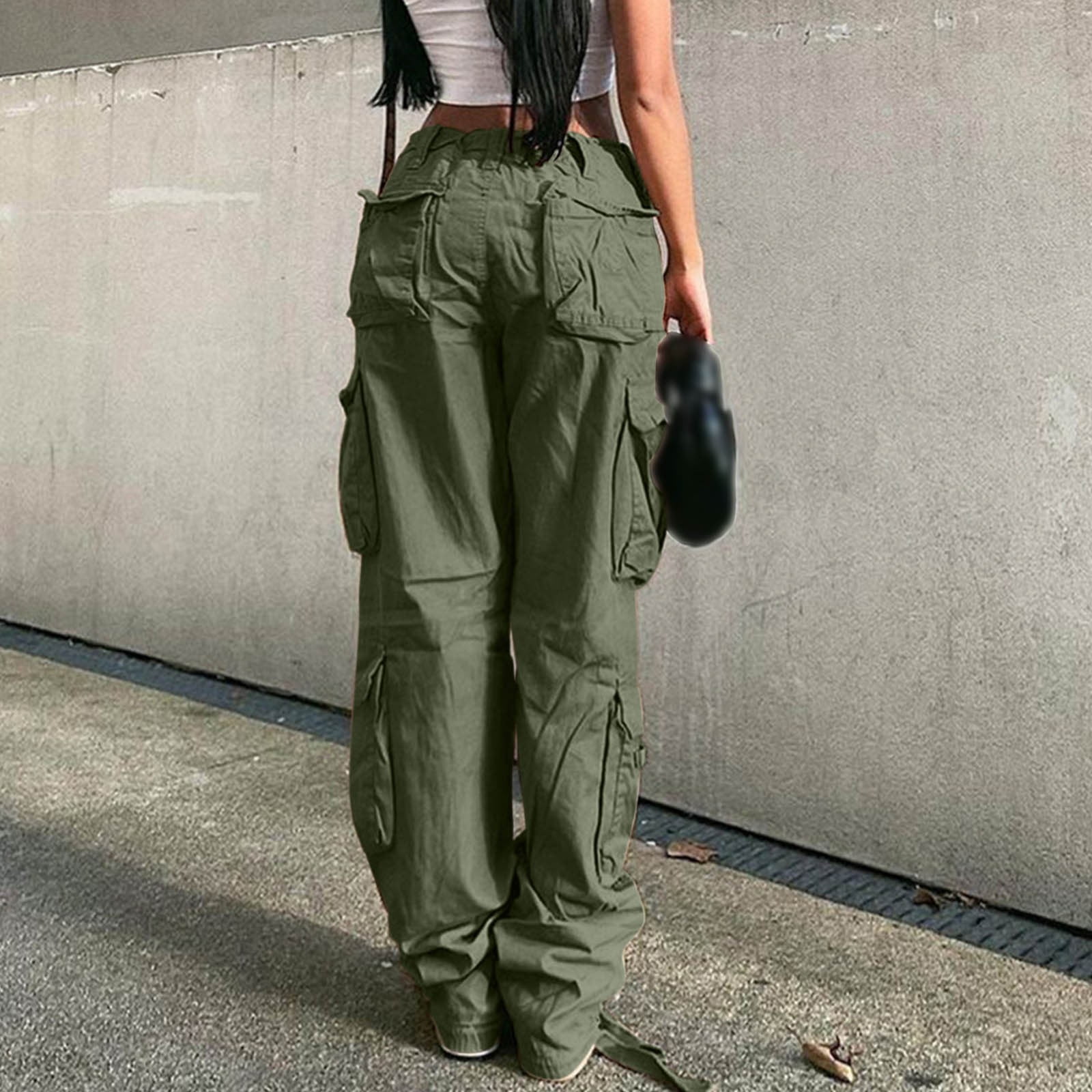  RCGYUTI Women High Waisted FP Cargo Pants Wide Leg Casual Pants  6 Pockets Combat Trousers (Black,S,Small,Regular,Regular) : Clothing, Shoes  & Jewelry
