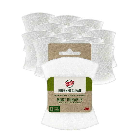 Scotch-Brite Greener Clean Non-Scratch Scrub Sponge, Sponge for Washing Dishes, Cleaning Kitchen, S