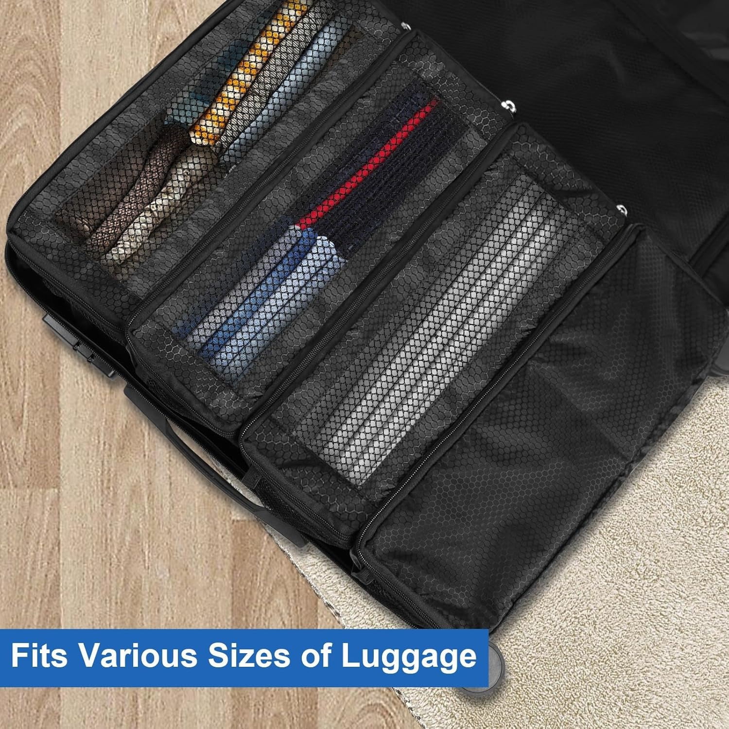 Suitcase Organizer Travel Bags Organizer for Luggage Compression Hanging Packing Cubes for Travel Carry on Closet (Bag Only)black