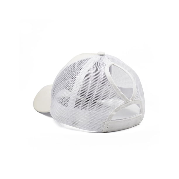 Jumpingount Gorra de béisbol de algodón para mujer, cúpula, bordado de Color sólido, brillante, a prueba de viento, ajustable, lentejuelas, Sombreros Blanco