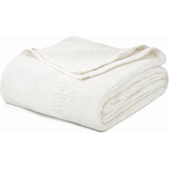 Blanket Size 72x90 Inches, Breathable -Friendly Soft Lightweight Bed Blanket, for Bedroom, Sofa & Couch (White, 72"x90")