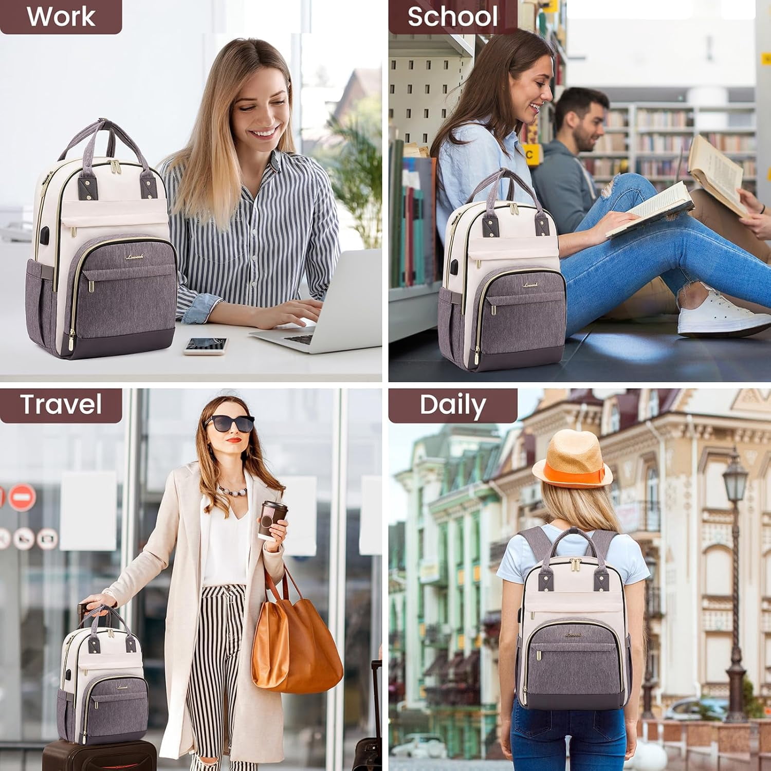 LOVEVOOK Backpack for Women, Fits 15.6 Inch Laptop Bag, School Backpacks, Fashion Travel Work Anti-theft Bag, Business Computer Waterproof College Backpack Purse