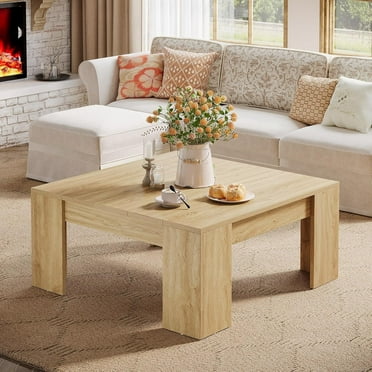 Finmind 38.8" Square Coffee Table, Farmhouse Wood Coffee Table