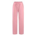 thumbnail image 4 of vdgthytj Wide Leg Pants for Women Elastic Waist Drawstring Cotton Linen Pants Casual Loose Lounge Trousers with Pockets, 4 of 9