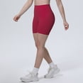 thumbnail image 6 of Ice Feel Breathable Friendly Tight High Waist Yoga Shorts For Running Workout Fitness Compression Wicking Seamless Lightweight Summer Stretch, XL, Red, 6 of 8