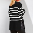 thumbnail image 6 of Women's Casual Striped Loose Round Neck Pullover Sweater for Fall Winter Striped Patterns,Black,XL, 6 of 6