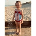 thumbnail image 6 of BemeyourBBs Toddler Baby Girls Polka Dot Swimsuits Infant Bathing Suit Spaghetti Strap Dot Print Contrast Color Ruffled Trim Decorative Bows Swimwear Summer Beachwear, 6 of 9