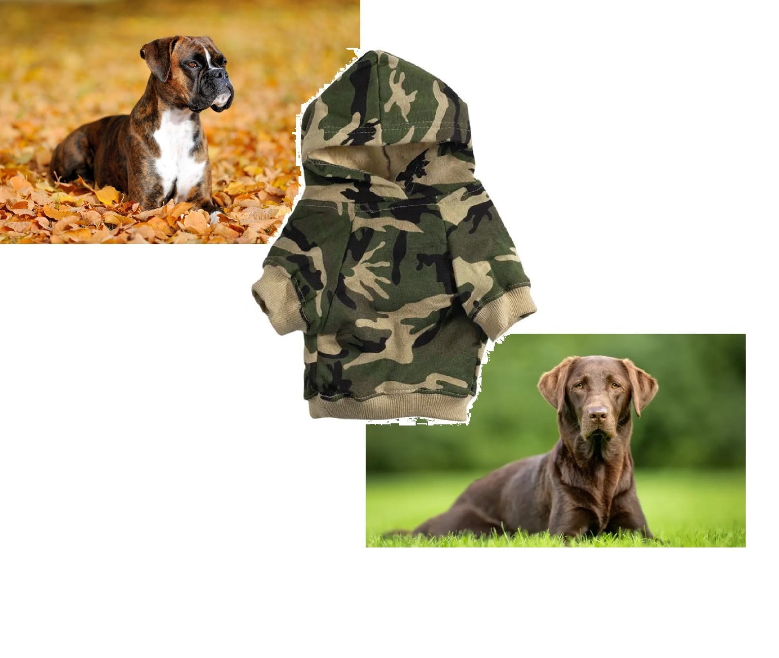 Camouflage Dog Hoodies Fleece Lined Chic Warm Pink or Green Camo Sweatshirts (Large - Green)
