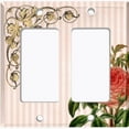 thumbnail image 6 of Metal Light Switch Plate Outlet Cover Ambre Red Rose Peach Striped Damask FLW066, 6 of 13