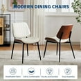 thumbnail image 5 of Dining Chairs Set of 4 - Mid Century Modern Upholstered Retro PU Leather Kitchen Chairs with Walnut Bentwood Back and Metal Legs for Dining Room and Kitchen, White Shell Strips, 5 of 7