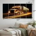 thumbnail image 4 of Designart "Yellow Neon Semi Truck Highway Glow" Neon Car Wall Art Prints Set, 4 of 5