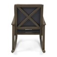thumbnail image 4 of Noble House Candel Outdoor Acacia Wood Rocking Chair Grey with Dark Grey Cushion, 4 of 22