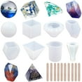 thumbnail image 1 of 6 Pack Resin Molds Large Clear DIY Silicone Molds for Resin, Soap, Wax etc, Epoxy Resin Mold Including Cube, Pyramid, Sphere, Diamond, Stone Resin Mold, Resin Casting Molds with Measuring, 1 of 7