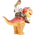 thumbnail image 3 of COMIN 72 inch Inflatable Dinosaur Costume for Adults Ride on Dino Costume Blow Up Trex Costume Orange Costume for Halloween Party, 3 of 6