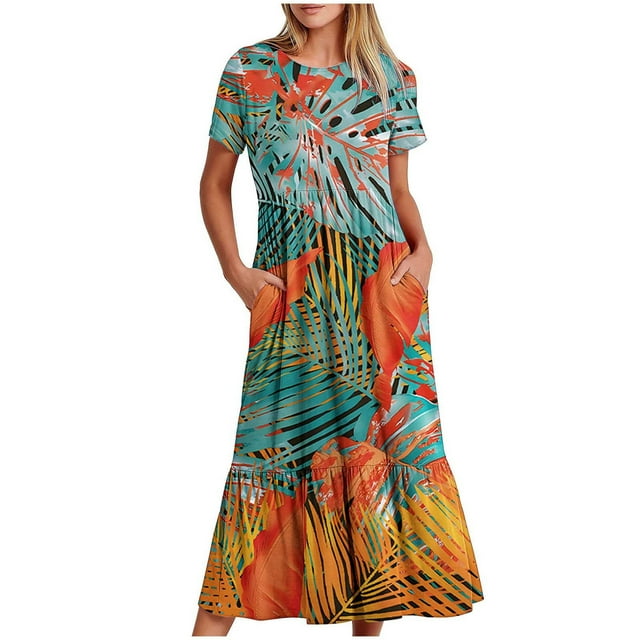 LOVZFMLL T-Shirt à Manches Longues à Col Rond pour Femme, Imprimé, Blouse Ample, Robe, Vert Armée, G
