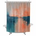 thumbnail image 2 of Abstract Sunrise Sunset Shower Curtain for Bathroom Decor, Ocean Modern Oil Painting Waterproof Fabric Shower Curtain, 72"x96" Set with 12 Hooks, 2 of 9