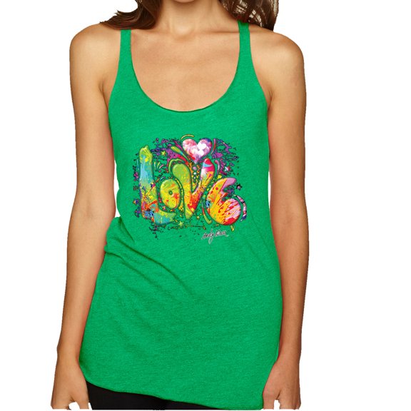 Wild Bobby, Colorful Rainbow Paint Love Streetwear Tri-Blend Racerback Tank Top, Envy, Small