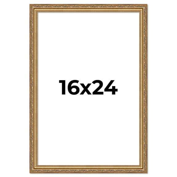 16x24 Frame Gold Solid Wood Picture Frame Width 1.25 Inches | Interior Frame Depth 0.375 Inches |