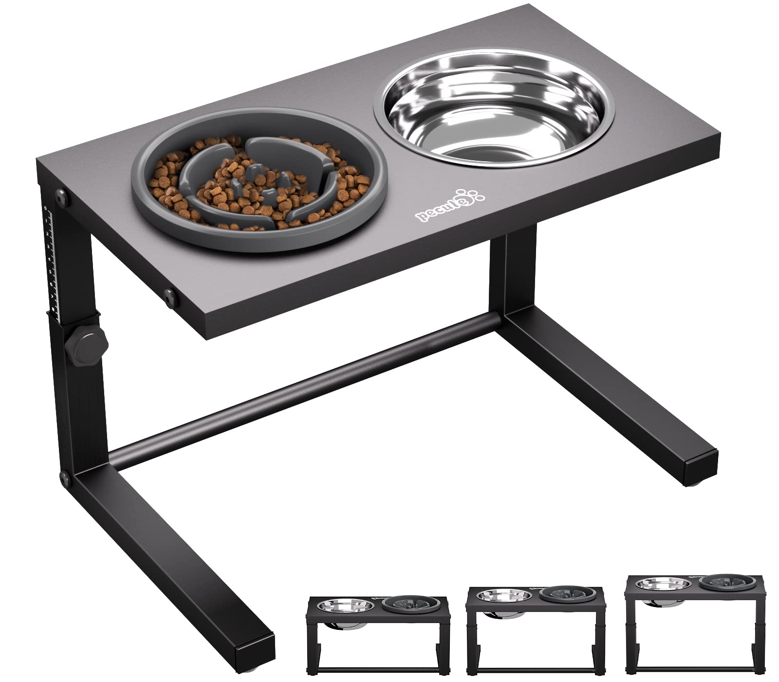 Elevated Dog Bowls, 7"11" Height Adjustable Raised Double Dog Bowls