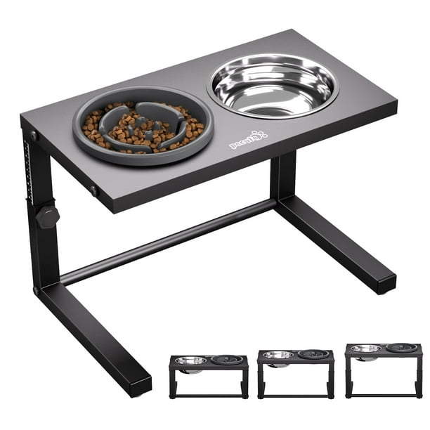 Elevated Dog Bowls, 7"11" Height Adjustable Raised Double Dog Bowls