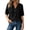 Black, variant on Summer Tops for Women Hooded V Neck Button Down Drawstring Short Sleeve Casual Loose Knit Blouse Tunic Beach Travel Pullover Navy XXL