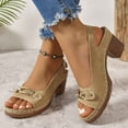 thumbnail image 6 of Block Heel Sandals for Women 2026 Summer Trendy Pu Leather Open Toe Slingback Heeled Dressy Sandals, 6 of 9