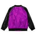 thumbnail image 4 of YONGHS Girls Sequins Metallic Zip Up Bomber Jacket Shiny Flight Jacket Coat 70's Disco Costume Clubwear Purple 12, 4 of 6