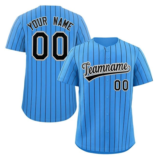 LS Custom Pinstripe Baseball Jersey Button Down Shirt Printed or Personalized Name Number for Men/Women/Youth