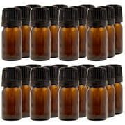 Amber Glass Bottle - 5 ml (1/6 fl oz) w/ Euro Dropper & Tamper-Evident Cap - Pack of 24