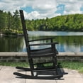 thumbnail image 3 of Northbeam Solid Acacia Hardwood Outdoor Patio Slatted Back Rocking Chair, Black, 3 of 5