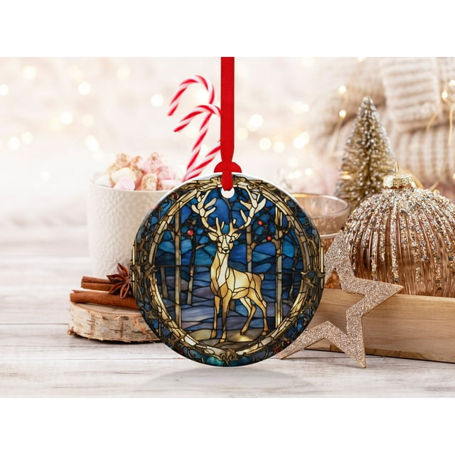 Christmas Ornament, Christmas Decoration, Holiday Gift, Heirloom Keepsake, Round Ceramic, - As Picture - 3-Pack