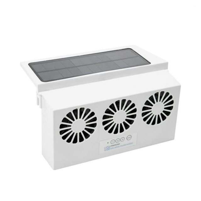1Pcs Solar Power Auto Window Fan Air Vent Cooling Fan Ventilation Cooler Radiator Solar Exhaust Fan With Rubber Stripping Car ,Dual Power Supply