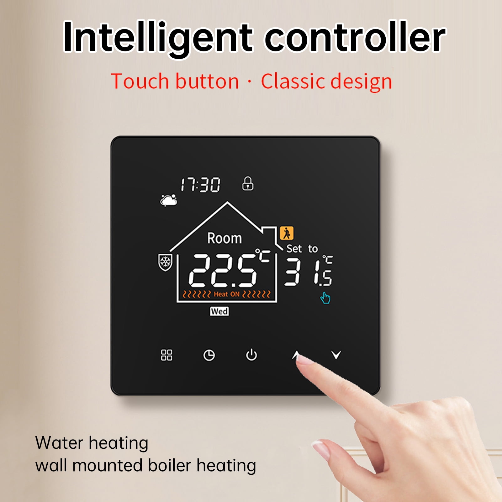 YAHHU Boiler Water Heating 2-In-1 Thermostat Smart Heater Controller Programmable with 4-Level Backlit Display No WiFi