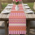 thumbnail image 4 of Pink Orange Boho Table Runner - 72 Inch Long Vintage Ethnic Tribe Abstract Art Cotton and Linen Blended Dress Scarves Farmhouse Table Runner for Kitchen Dining, Coffee Table, 13" x 72", 4 of 8