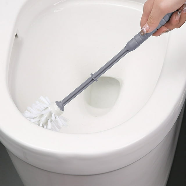 HCBY Ensemble de Brosse de Toilette Moderne Autoportante - Design Compact avec Base de Drainage Creuse, Poils Doux Protègent l'Émail, Solution de Rangement Facile