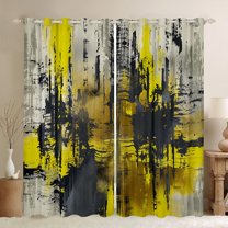 Manfei Yellow Geometric Black Out Curtains, Modern Abstract Graffiti Curtains Pack of 2 (42x63 Each), Vintage Artwork Bedroom Curtains, Curtains Blackout Bedroom Decor