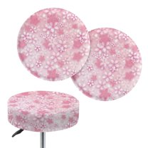 ZIATUBLE Cherry Blossom Round Stool Cover Cushion Reusable Round Protective Cover 12"-14" Washable Chair Seat Slipcover with Elastic Bands Round Bar Stool Cover Set of 2 Home Decor