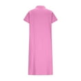 thumbnail image 4 of Xuniizn Robe en Coton et Lin pour Femmes Grande Taille Robe Midi Été Décontractée Couleur Unie Col à Revers Robe Chemise à Boutons, P-3TG, 4 of 6