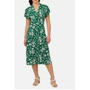 Adrianna Papell Women's Cream Faux Wrap V-Neck Dress, Green Small