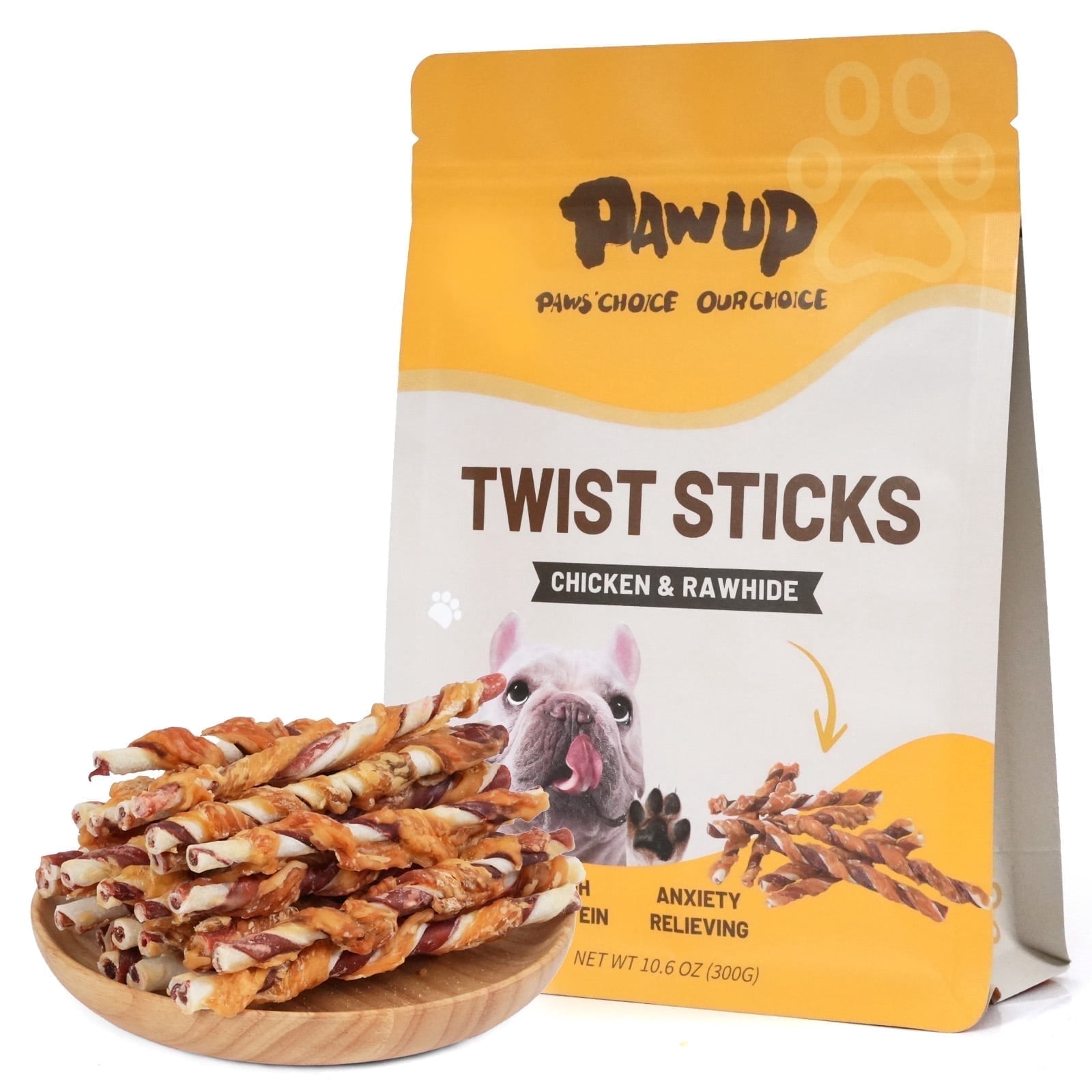 (4 pack) PAWUP Chicken Wrapped Rawhide Sticks, Chicken Jerky Twist Dog Treats for All Dogs, Dog Bones Long Lasting Dog Chew Dental Treats, 10.6oz
