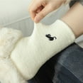 thumbnail image 6 of Onlysocks 4 Pair Womens Cute Cozy Thick Slipper Fuzzy Socks with Animal Embroidery, for Winter Indoor Floor Comfort, Barefoot Dreams, Cat, 6 of 8
