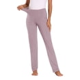 thumbnail image 3 of BRGZLK Maternity Over The Belly Pants Belly Support Casual Solid Color Casual Comfy Pregnancy Full Length Secret Fit Leggings for Spring Summer light purple M, 3 of 4