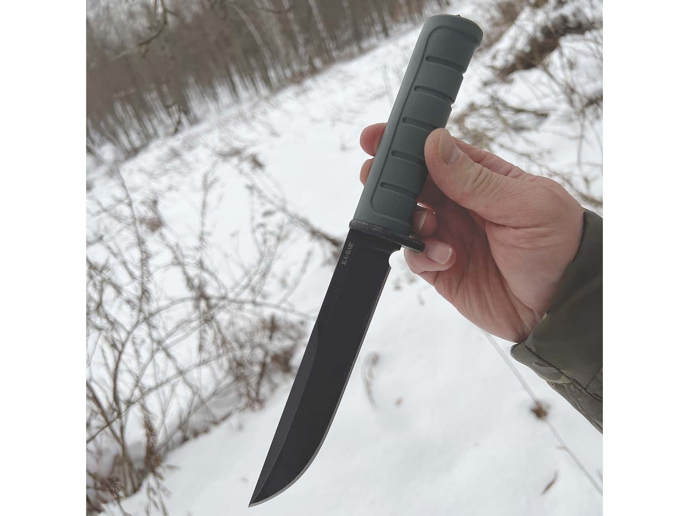 KA-BAR Dust I Fixed Blade Knife 6.125" Clip Point D2 Black PVD Blade Glass Filled Nylon Handle Green