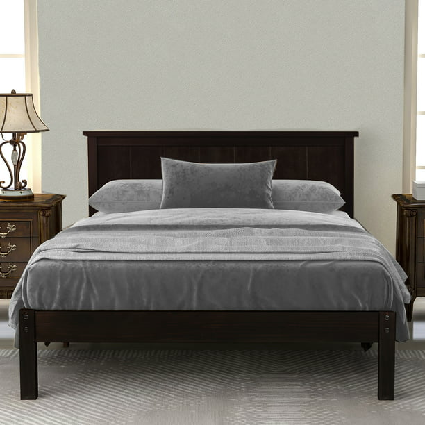 Clearance! Queen Platform Bed Frame, Newest Wooden Queen Bed Frame with