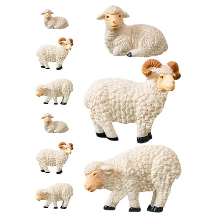 Worgeous 9pcs Mini Sheep Figurines Resin Animal Statue Ornaments Diy Craft Accessories Garden Outdoor Moss Micro Landscape Decoration